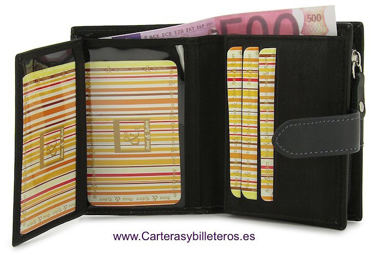 WOMEN'S WALLET WITH ZIPPER PURSE MADE IN LEATHER 