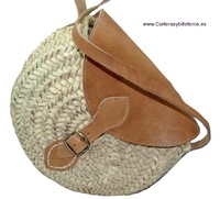 AUTHENTIC LEATHER BAG AND BRAIDED PLATE LEAVES WITH CLOSURE BUCKLE