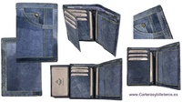 DENIM WALLET WITH PURSE LEATHER CARD HOLDER