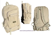EXTRA STRONG CANVAS BACKPACK WITH 7 POCKETS AND EXPANDABLE BOTTOM SPORT