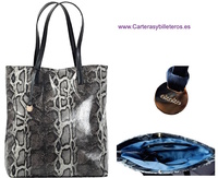 HANDBAG SHOPPER WOMAN IN IMITATION OF QUALITY COMBINED WITH SNAKE