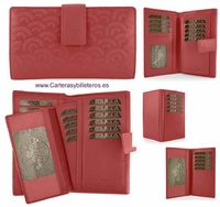 LARGE LEATHER WOMEN'S WALLET WITH SUPER CAPACITY OF CARDS WHEN CARRYING ADDITIONAL REMOVABLE CARD HOLDER = SET TWO PIECES