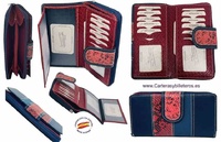 LARGE WALLET FOR WOMAN WITH TRIPLE PURSE FOR MANY LEATHER CARDS
