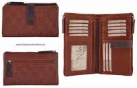 LARGE WOMEN'S WALLET CARD HOLDER IN QUALITY LEATHER WITH DOUBLE PURSE WITH ZIPPER CLOSURE