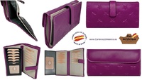 LARGE WOMEN'S WALLET IN LILAC EXTRA SOFT UBRIQUE LEATHER WITH RELIEF STARS