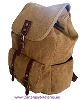 LEATHER BACKPACK AND EXTRA STRONG CANVAS WITH WING