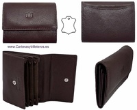 LEATHER WALLET CARD HOLDER WITH FIVE POCKETS - 2 COLOURS-