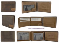 LEATHER WALLET CARD TWO TONE WITH HORIZONTAL PURSE  AND RFID Security system