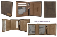 LEATHER WALLET CARD TWO TONE WITH PURSE AND RFID Security system