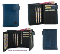 LEATHER WALLET CARD WITH PURSE AND CLOSED