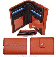 LEATHER WALLET PURSE WALLET WOMAN WITH DOUBLE.