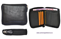 LEATHER WALLET PURSE WITH EXTERIOR  ZIPPER