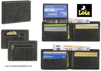 LOIS WALLET IN JEANS-STYLE COW LEATHER WITH FIRE ENGRAVED BRAND FOR MEN