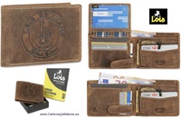 LOIS WALLET IN JEANS-STYLE COW LEATHER WITH FIRE ENGRAVED BRAND FOR MEN