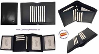 LUXURY TAFILETE LEATHER CARD WALLET  MADE IN SPAIN 14 CARDS