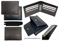 MEN'S LEATHER WALLET WITH DOUBLE BILLFOLD WALLET AND EXTERNAL COIN PURSE