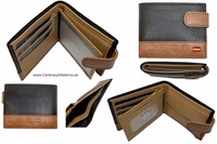 MEN'S LEATHER WALLET WITH EXTERIOR CLOSURE AND BULLFIGHTING HORSE ORNAMENTS