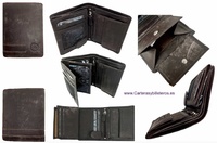 MEN'S PURSE WALLET IN WORN LEATHER FOR 10 CARDS