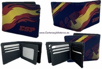 MEN'S WALLET NAVY BLUE FABRIC SPAIN FLAG WITH COIN PURSE CARD HOLDER