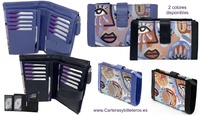 PICASSIANO CUBIST PAINTED LEATHER WOMEN'S WALLET WITH COIN PURSE CARD HOLDER
