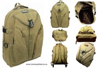 RESISTANT CANVAS BACKPACK WITH 6 POCKETS AND PADDED SHOULDERS