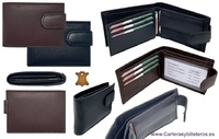 SMALL LEATHER MEN'S WALLET WITH COIN PURSE AND EXTERNAL ZIP