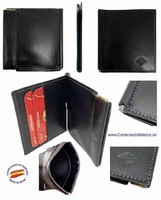 WALLET OF SKIN WITH WALLET PER NOZZLE PRESSURE AND CLIP FOR NOTES -Recommended-