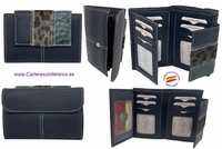 WALLET WOMEN'S LEATHER WITH LEOPARD MADE IN SPAIN
