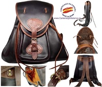 WAXED LEATHER AND LEATHER BAG BACKPACK WITH WATERPROOF INTERIOR LINING