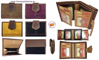 WOMAN'S LEATHER WALLET WITH SUEDE LEATHER MADE IN SPAIN -9 COLORS-