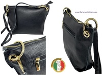 WOMEN'S BLACK  BAG IN QUALITY PEED LEATHER MADE IN ITALY MEDIUM