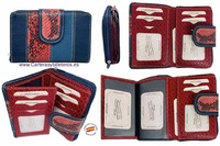 WOMEN'S CARD WALLET WITH LEATHER ZIPPER PURSE MADE IN SPAIN