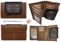 WOMEN'S LEATHER WALLET WITH LEATHER CLASP UBRIQUE EMBROIDERED SEVILLA