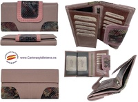 WOMEN'S MEDIUM SNAKE AND MAUVE COW LEATHER WALLET