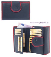 WOMEN'S WALLET LEATHER WITH DOUBLE PURSE AND CARD HOLDER 